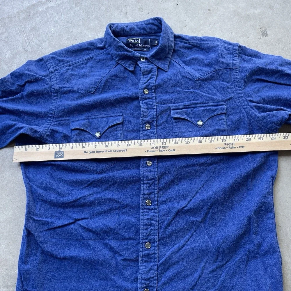 Vintage Polo Ralph Lauren Chamois Pearl Snap‎ Shirt Men's M Classic Western Blue